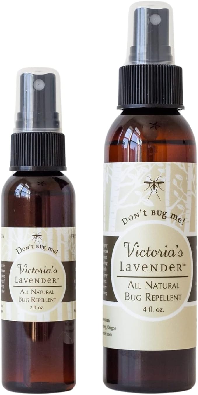 Victoria's Lavender Organic Don’t Bug Me Insect Spray DEET-Free, Made with Plant Based Essential Oils & Aloe Vera - Made in The USA - (2 Fl Oz Plus 4 Fl Oz)