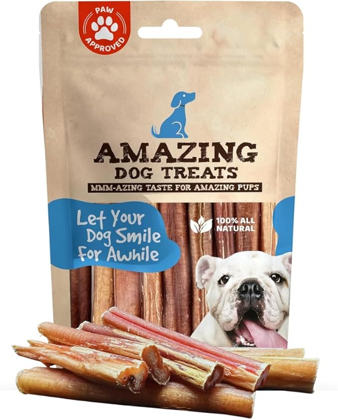 Amazing Dog Treats - 4-6 Inch Variety Bully Sticks (10 oz) - All Natural Rawhide Alternative - Long Lasting Dog Treats - No Hide Dog Chew- 100% Beef - Promotes Canine Dental Health