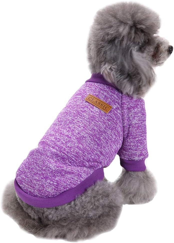 Jecikelon Dog Clothes Dogs Sweater Soft Puppies Clothing Winter Puppy Sweaters Warm Outfit for Dogs Small XXS XS Cat Apparel (Purple, XXS)