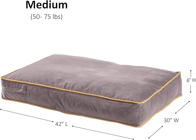 Buster Reversible Rectangle Pillow Style Dog Bed, Smoke, Medium (42 x 30 in.)