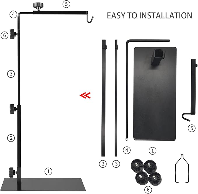 Reptile Metal Lamp Stand, Adjustable 24 to 38 in of The Basking Light Floor Holder Heat Lamp Bracket, Suitable for Snake Turtle Bearded Dragon Chameleon Habitat Terrarium Tank Accessories