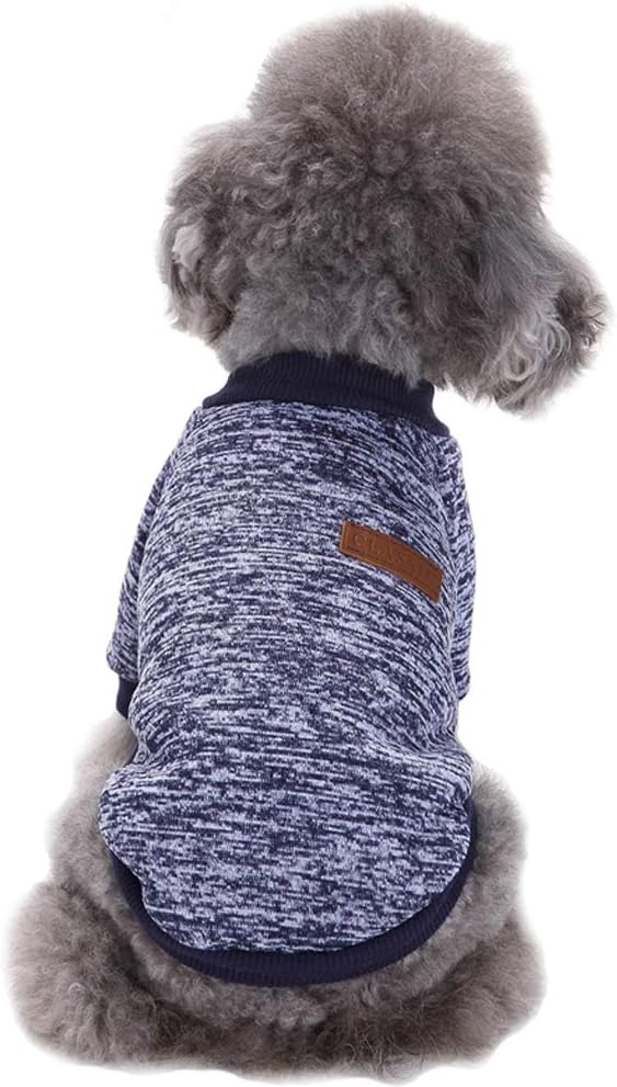 Jecikelon Dog Clothes Dogs Sweater Soft Puppies Clothing Winter Puppy Sweaters Warm Outfit for Dogs Small XXS XS Cat Apparel (X-Large, Navy Blue)