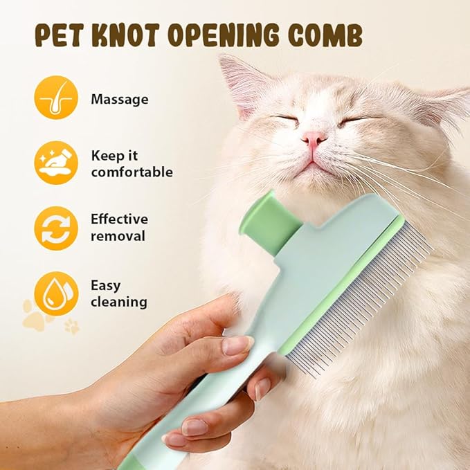 Pet Hair Removal Comb, 2025 New Flea Comb, Multifunctional Grooming Brush for Home Use, Portable Shedding Brush for Pet Owners (Blue)
