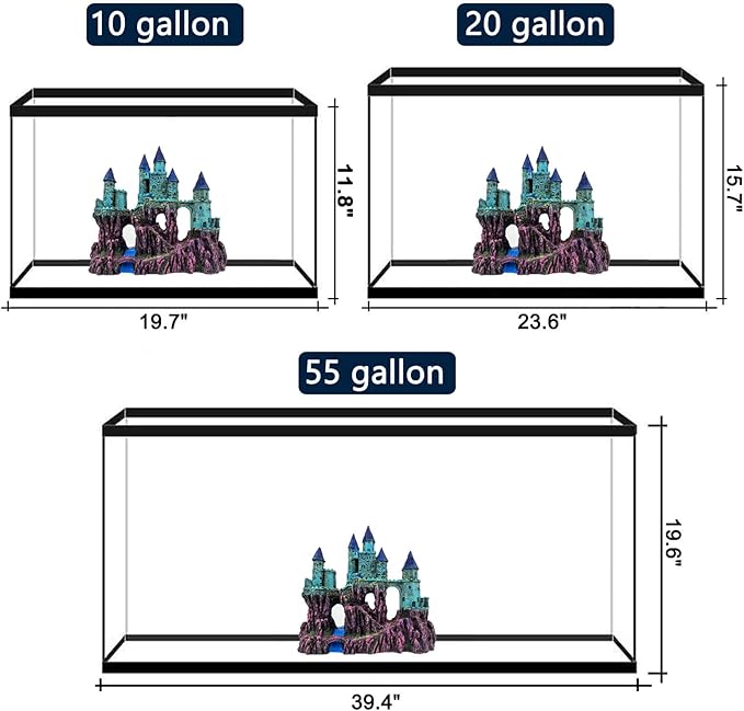 Aquarium Castle Decoration for Fish Tank Castle Cave Hideouts House Plants Supplies Accessories Safe for Freshwater and Saltwater Fish Tanks – Medium（Blue）