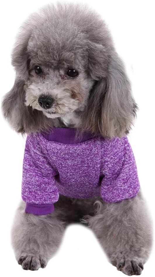Jecikelon Dog Clothes Dogs Sweater Soft Puppies Clothing Winter Puppy Sweaters Warm Outfit for Dogs Small XXS XS Cat Apparel (Purple, XXS)