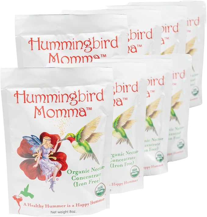 Premium USDA-Certified Organic Hummingbird Food, 8-8oz Packets of Natural Nectar, Outdoor Feeding Essentials (Without Feeder, 8 Pack)