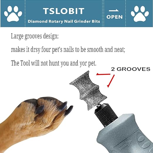 Diamond Dremel Dog Nail Grinder Attachment, 1/8'' Pet Nail Grinder Wheel for Dremel, 2-Pack (Large B+B)