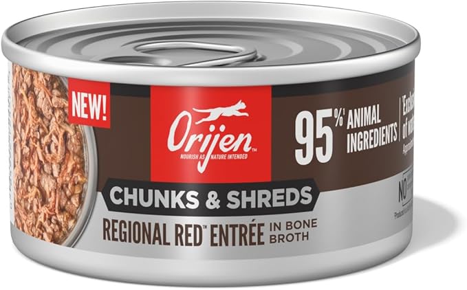 ORIJEN Chunks & Shreds Wet Cat Food Regional Red Entrée 3oz Cans (12 Count)