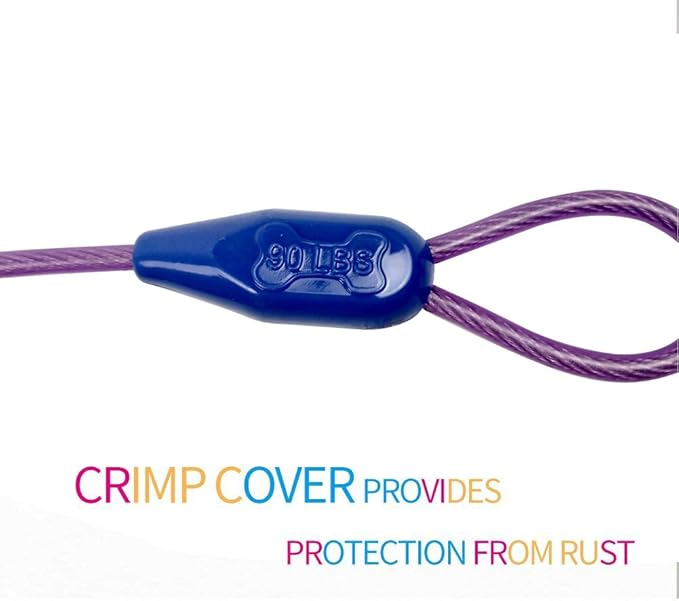 Petest 25ft Tie-Out Cable with Crimp Cover & Buffer Spring for Large Dogs Up to 90 Pounds