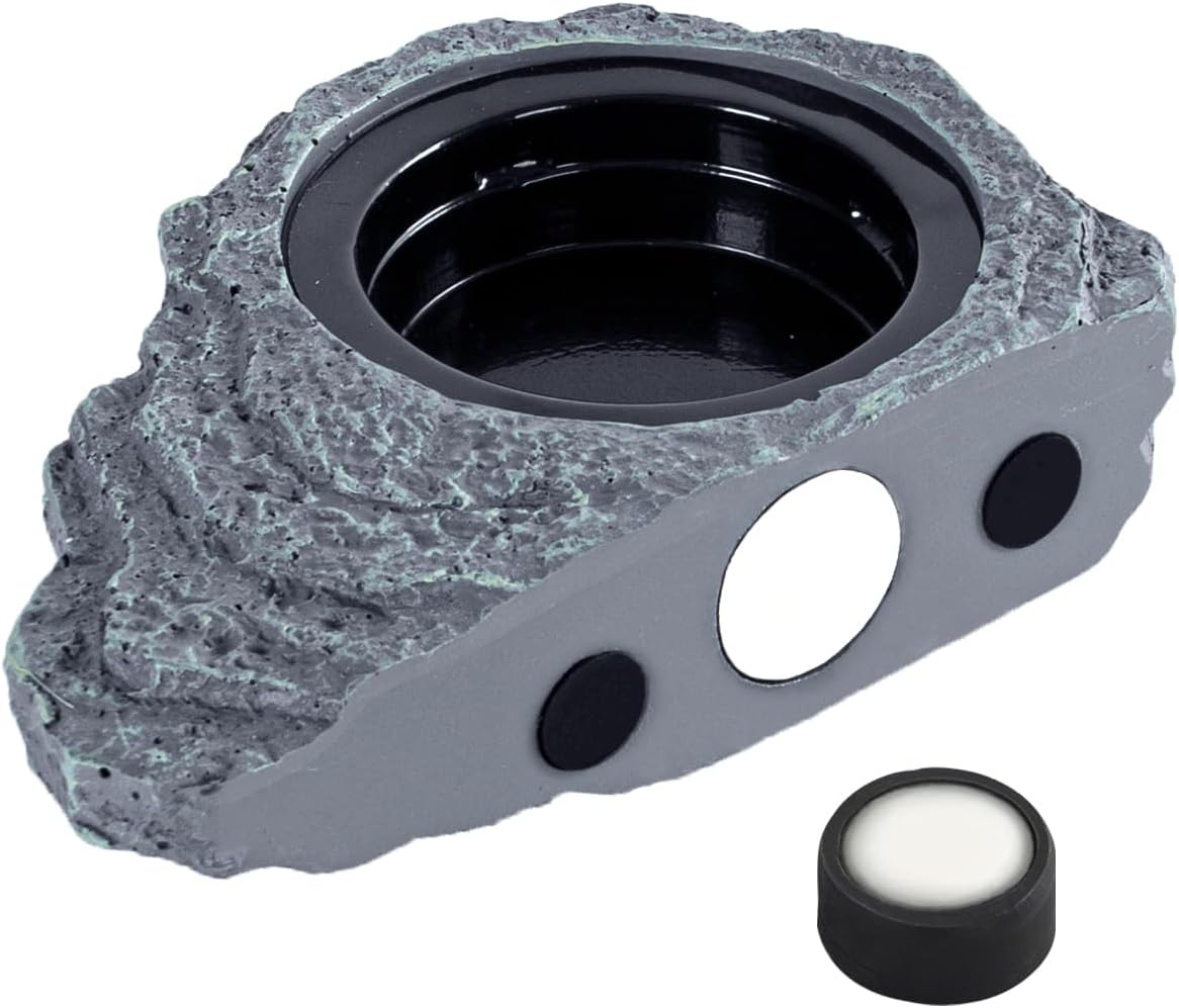 Wacool Magnetic Gecko Ledge - Single Bowl Reptile Feeding Tray with 3 Feeding Cups for Geckos, Lizards, Chameleons and Reptile Pets
