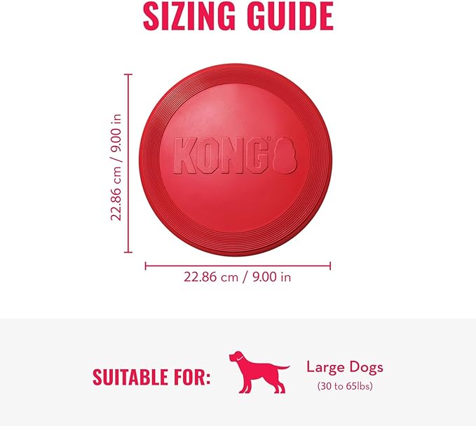 KONG Flyer - Durable Dog Toy for Outdoor Playtime - Natural Rubber Flying Disc, Dog Toy for Fetch - Safer Disc for Healthy Activity - for Medium/Large Dogs