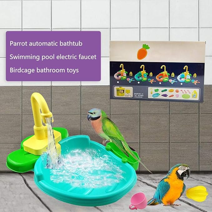 Petlex Bird Bath for Cage, Bird Bath Fountains Indoor, Parrot Automatic Bathing Box Bird Bath Shower Accessories Bird Toys for Parakeets, Budgie, Cockatiel, Conure and Small Birds