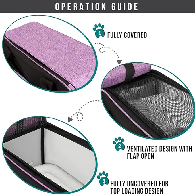 PetAmi Dog Purse Carrier for Small Dogs, Airline Approved Soft Sided Pet Carrier with Pockets, Ventilated Dog Carrying Bag for Puppy Cat, Dog Travel Supplies Bag, Sherpa Bed, Max 12 lbs, Purple