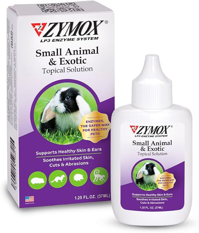 Zymox Small Animal & Exotic Topical Solution, 1.25 oz. – Supports Healthy Skin & Ears for Dog, Cat, Rabbit, Guinea Pig, Ferret, Hamster, Chinchilla, Monkey
