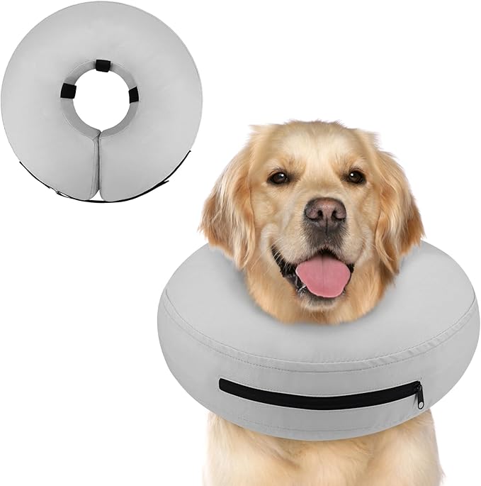 Supet Inflatable Dog Cone Collar Alternative After Surgery, Dog Neck Donut Collar Recovery E Collar to Stop Licking, Soft Pet Cone for Small Medium Large Dogs