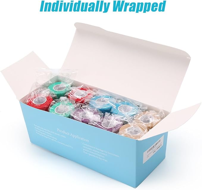 LotFancy Vet Wrap, 4 Inch x 5 Yards, 10 Pack Self Adhesive Bandage Wrap, Non-Woven Cohesive Bandage, First Aid Tape for Horses Dogs Cats Elbow Ankle, Assorted Color