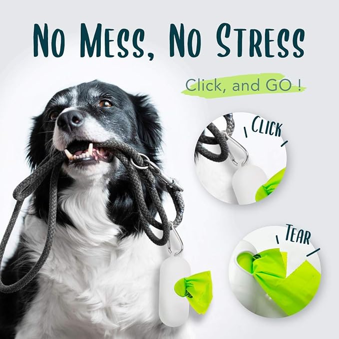Dog Poop Bag with Holder, Compostable Dog Bags for Poop, Vegetable-Based Doggy Poop Bags, Eco-Friendly, Unscented, Extra Thick and Leak Proof, 120 Counts, 10 Rolls, 9 x 13 Inches