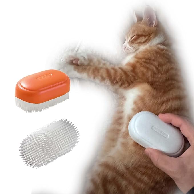 SoarExcelleryy Soft Fur Cat Brush - Over 1000 gentle cat tongue brushes with prickly serrations, suitable for sensitive cats - comfortable, lightweight, gentle, perfect for enhancing intimacy (Orange)