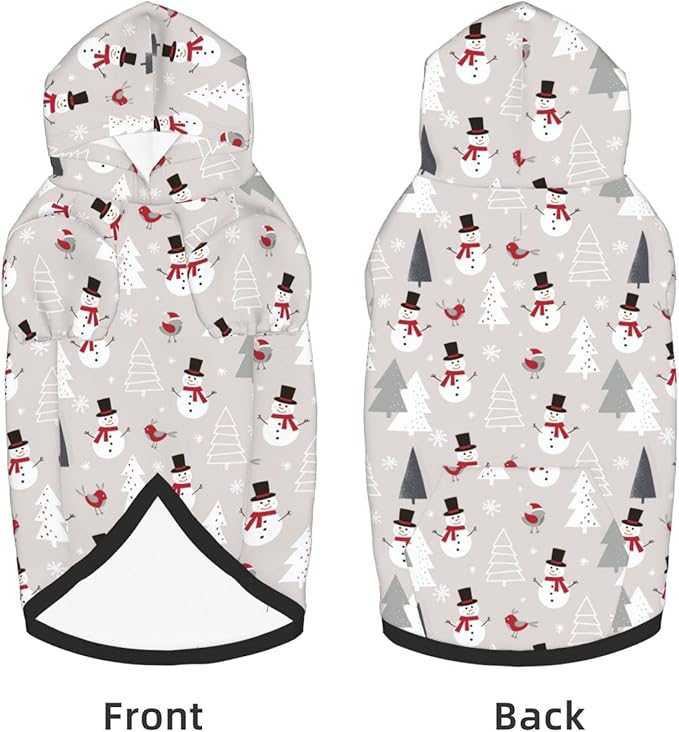 Christmas Gray Snowman Hoodie,Christmas Cosplay Dog Clothes with Pocket and Hat Winter Clothes Sweaters Small