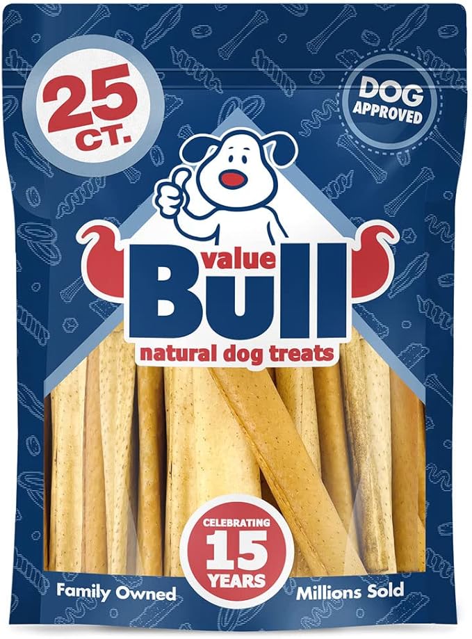 ValueBull USA Pig Skin Retriever Rolls, 4 Inch, Smoked, 25 Count - Premium USA Pork Hide Dog Chews, One-Piece, Easy Digestion, High Protein