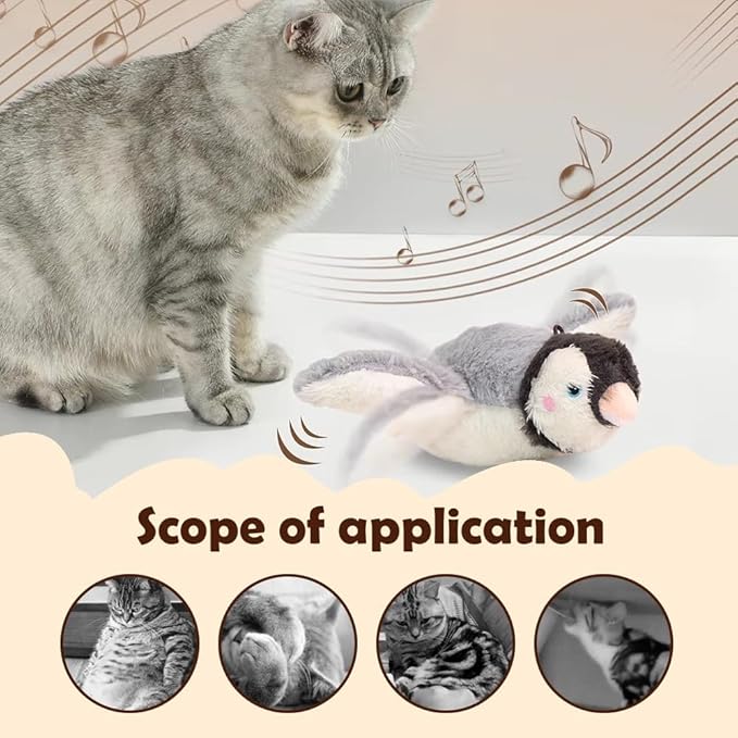 Flapping Chase Cat Toy, Interactive Chirping Flying Bird Cat Toy, Chirping Bird Cat Toy Flapping Wings (Blue)