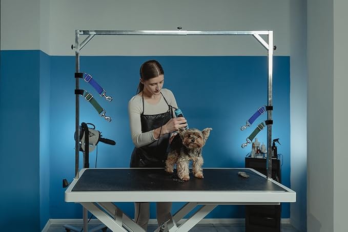 Pet Dog Grooming Table Arm Accessories Dog Grooming Loops for Table Arm Extender Adjustable Extension Loop Bathing Restraint Leash for Small & Medium Dogs (Blue & Green)