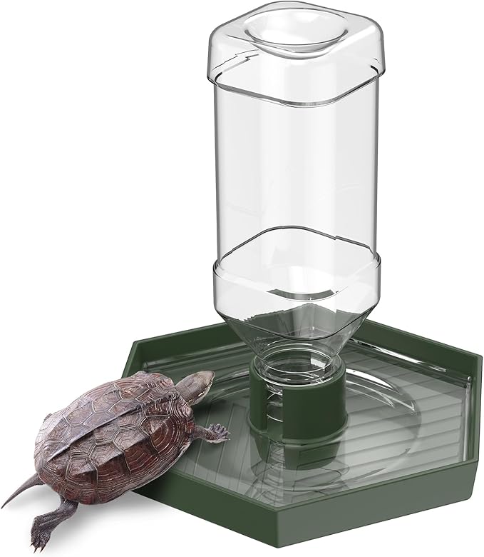 Pawfly Reptile Water Feeder, Tortoise Water Dish, Snake Bearded Dragon Water Bowl, Terrarium Automatic Water Dispenser for Turtle Gecko Lizard and Chameleon, Large
