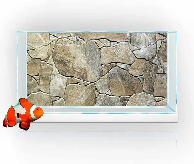 36X20IN Marble Aquarium Background, Art Marble Aquarium Background, Natural Marble Glass Terrarium Background with 8 EVA Double-Sided Tape