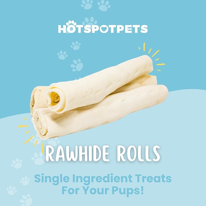 hotspot pets 8-9 Inch Large Rawhide Dog Chew Bones - Made from Grass Fed Cows - Great for Dental & Oral Care for Aggressive Chewers Large Dogs