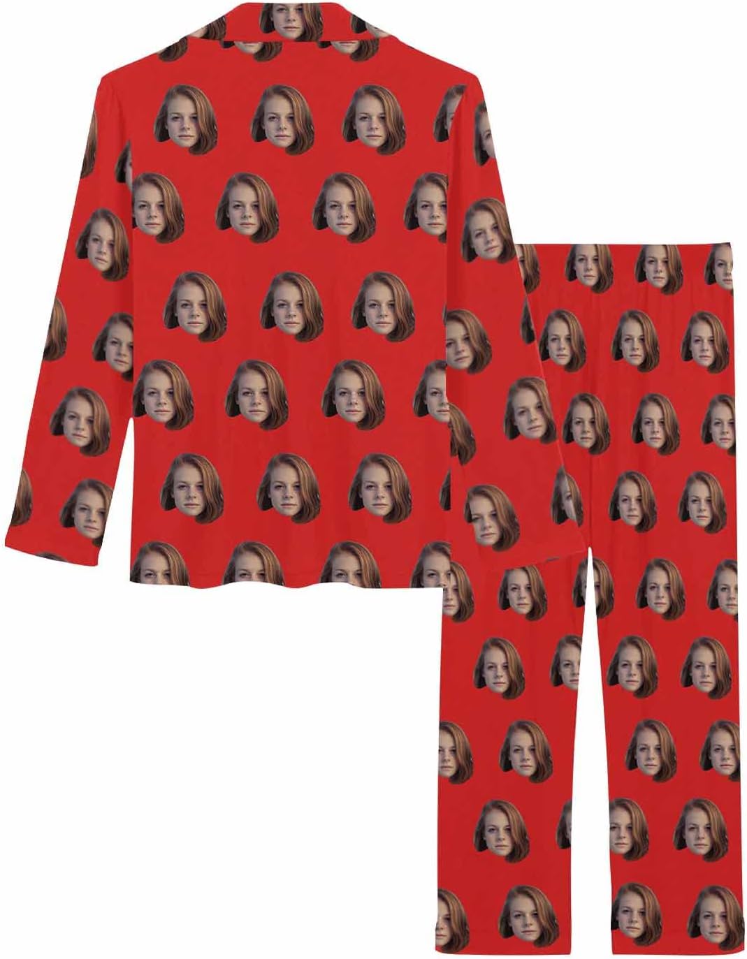 MyPupSocks Custom Face Pajamas for Women Set, Personalized Photo Long Sleepwear XS-XXL