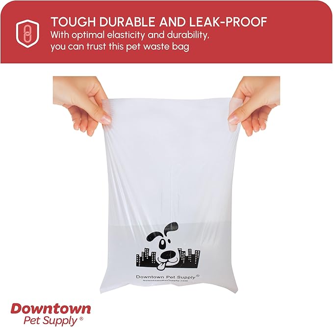 Downtown Pet Supply Unscented Poop Bags for Dogs with Dispenser, 1000 Count - Leak-Proof Dog Waste Bags and Bone-Shaped Dog Poop Bags Holder for Leash - Pastel Rainbow, 12.5" x 8.5"