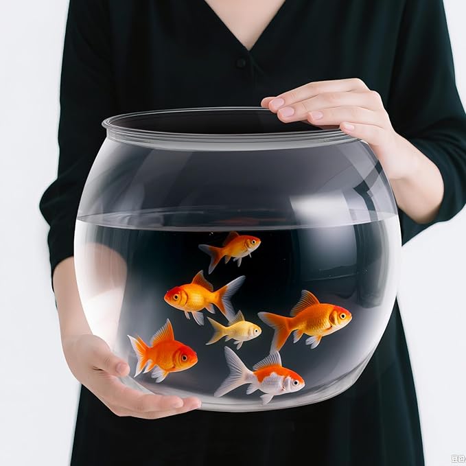Geelin 3 Gallon Plastic Fish Tank Large Bowl Shatterproof with Crystal Clear Clarity for Terrarium, Flower Vase Centerpiece Gift for Fish Lovers(Round)