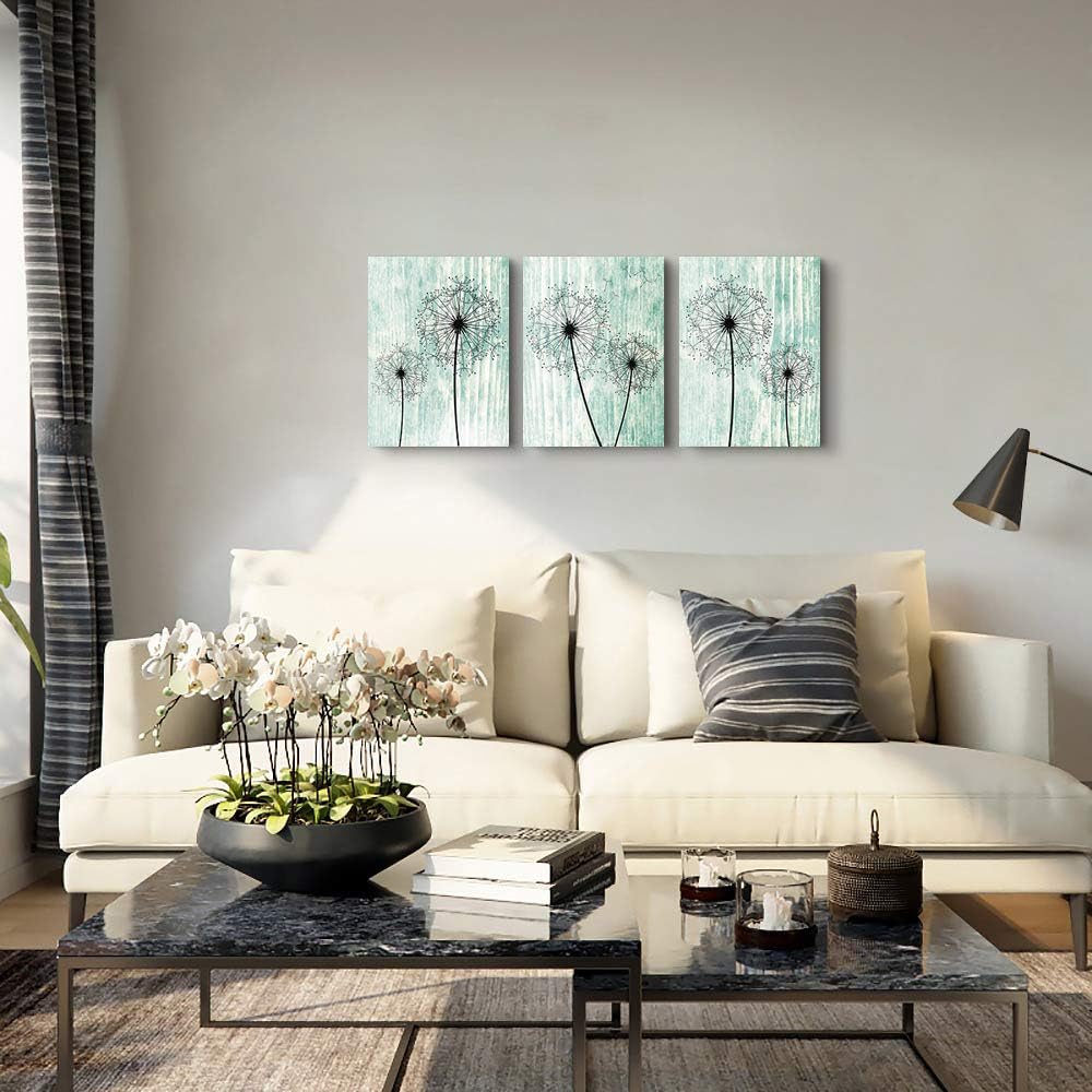 light green background Dandelion Canvas Wall Art Paintings for Living Room Canvas Print Wall Artworks Bedroom Decoration, 3 piece Framed office kitchen bathroom Wall decor posters Home Decorations