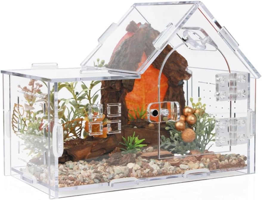 Acrylic Jumping Spider Enclosure - Versatile Reptile Enclosure with One-Click Magnetic Closure, Perfect for Tarantula, Gecko, Chameleon, Beetle, Mantis, and Hermit Crab