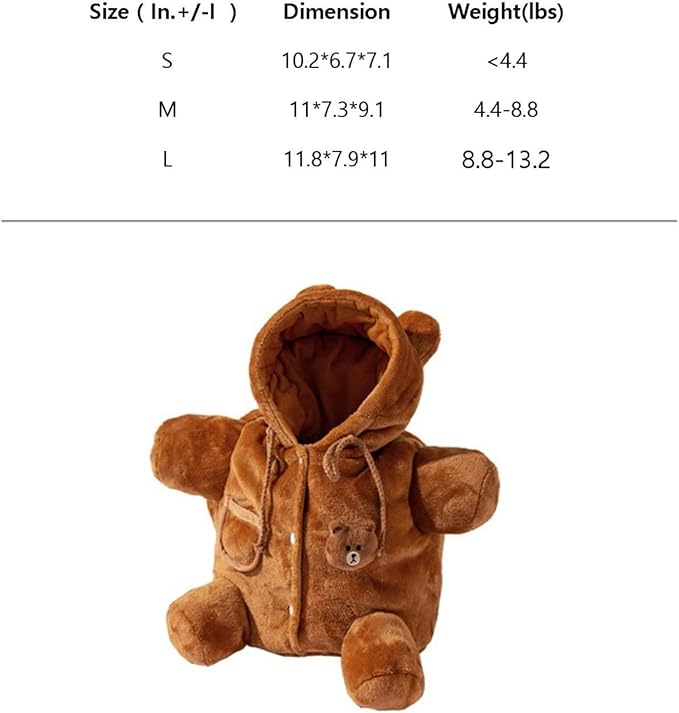 Cat Puppy Costume Winter Warm Outing Backpack Cute Bear Bee Design Anti-Escape Bag for Kitten Cat Small Dog (bee,Small)