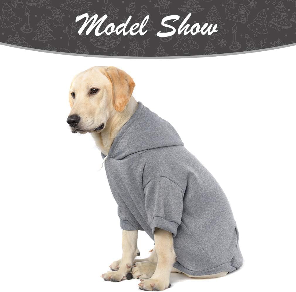 KOOLTAIL Basic Dog Hoodie - Soft and Warm Dog Hoodie Sweater with Leash Hole and Pocket, Dog Winter Coat, Cold Weather Clothes Sweatshirt for Small Medium Large Dogs Puppy Cat Boys Girls Grey XL/XXL