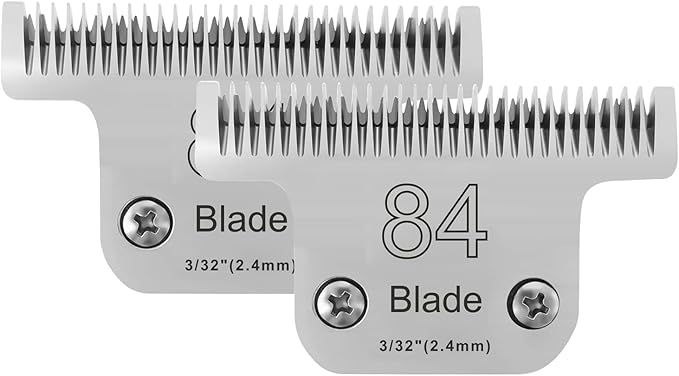 2PCS T84 Blade Dog Grooming Replacement Blades Compatible with Andis Dog Clippers,Dog Clipper Blades Compatible with Wahl KM-10 Series Clippers, Oster A5,Size-T-84 3/32-Inch Cut Length