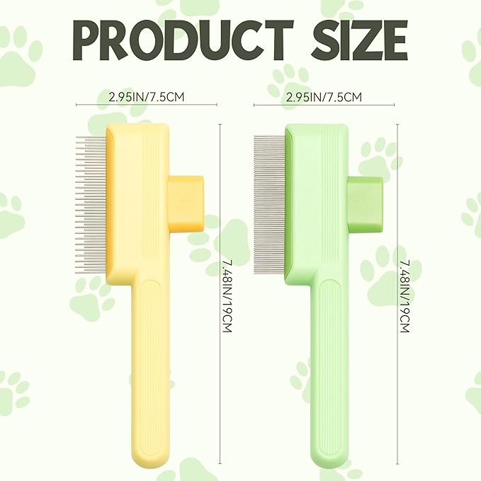 Flea Comb for Cats & Dogs Brush for Shedding Self Cleaning Pet Comb Lice Comb with Long & Short Stainless Steel Teeth Pet Hair Removal Tool 2025