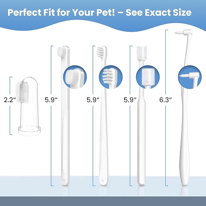 Dog Toothbrush Kit for Small Dogs - Puppy Tooth Brushing Kit with Finger Toothbrush & Soft Bristles, Dental Care Teeth Cleaning Set for Dogs and Cats