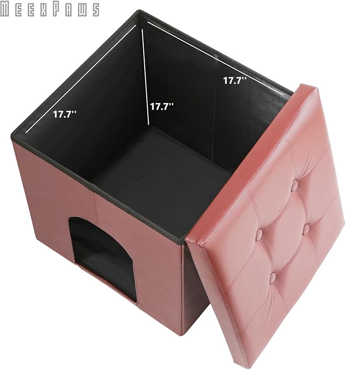 MEEXPAWS Cat Litter Box Enclosure Furniture Hidden, Cat Washroom Bench Storage Cabinet Small 19.7'' x 19.7'' x 19.7''| Dog Proof | Waterproof Inside | Easy Clean | Easy Assembly | Odor Control(Brown)