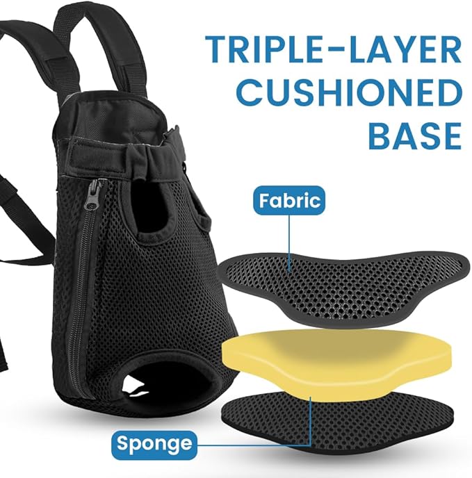 Dog Backpack Carrier, Adjustable Pet Front Carriers, Legs Out Carrying Sling Travel Bag for Small Medium Dogs 4-7 Lbs, Soft Wearable Puppy Chest Carry Backpacks for Walking/Hiking/Camping/Traveling