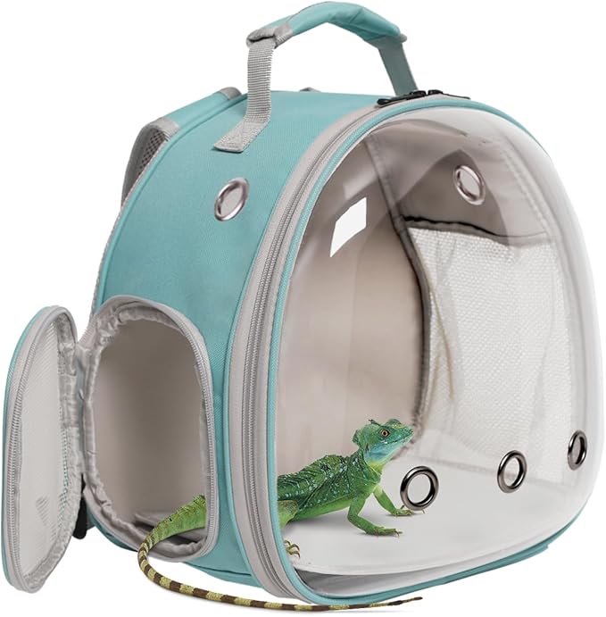 Reptile Travel Carrier for Bearded Dragon,Guinea Pig Carrier,Guinea Pig Carrier for 2,Reptile Travel Carrier for Lizards Sugar Glider Hedgehog Rat Parrot Birds (Green, Backpack)