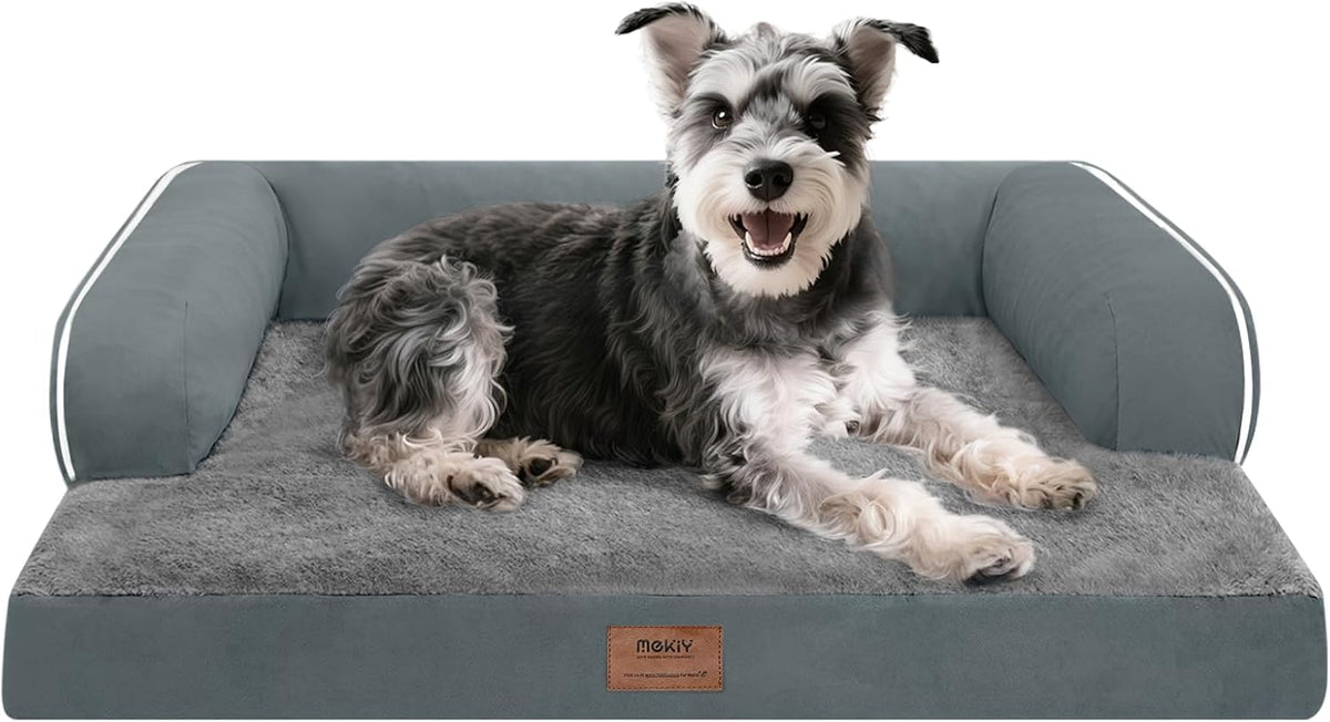 Small Dog Bed Waterproof Orthopedic Dog Beds for Medium Sized Dogs Comfy Pet Cat Bed with Sides, Washable Removable Cover