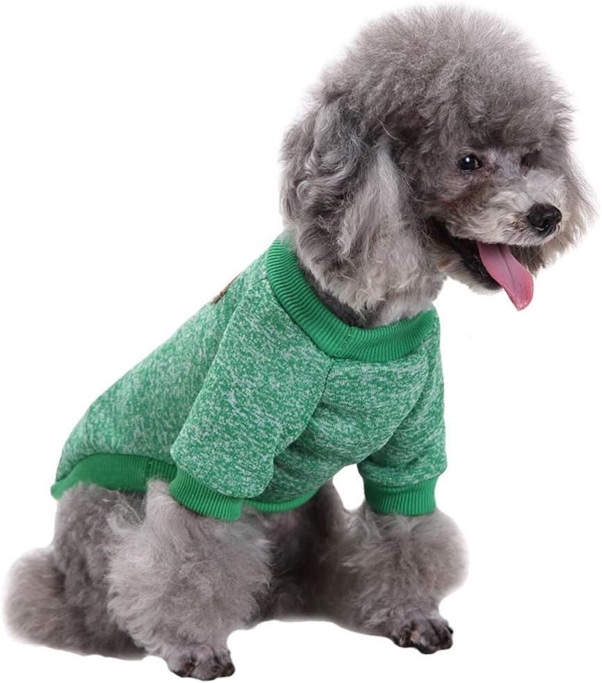 Jecikelon Dog Clothes Dogs Sweater Soft Puppies Clothing Winter Puppy Sweaters Warm Outfit for Dogs Small XXS XS Cat Apparel (Green, M)