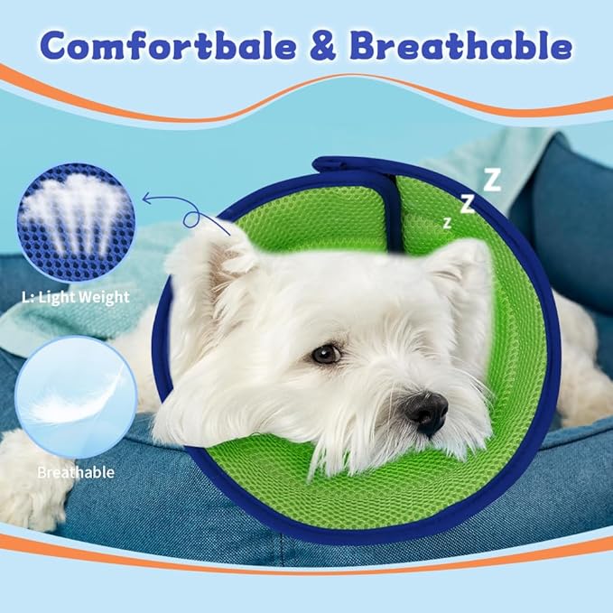 Soft Dog Cone Collar After Surgery Alternative for Dogs to Stop Licking, Comfy Collars for Large/Medium/Small Pet/Cat, Comfortable Elizabethan Neuter Recovery E Cones of Shame Neck & Head Ecollars