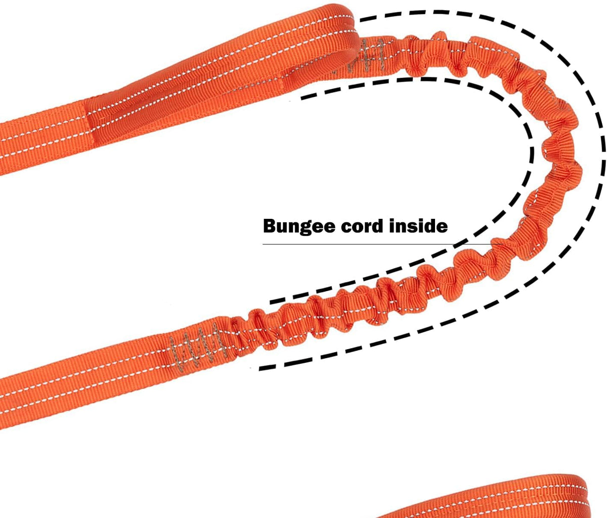 ICEFANG Tactical Dog Leash,K9 Training Walking Bungee Lead with 2 Control Handle,Heavy Duty Quick Release Metal Clasp,for Medium Large Breed (Reflective Orange, 6 FT)