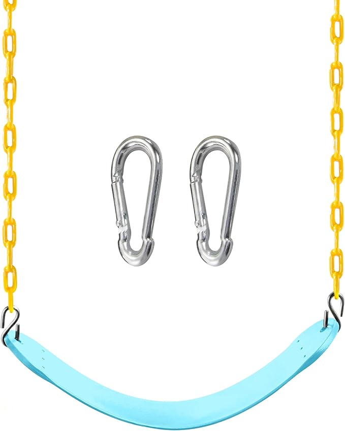 TURFEE Swing for Outdoor Swing Set - Pack of 1 Seat Replacement Kit with Heavy Duty Chains - Backyard Swingset Playground Accessories for Kids (Blue 2)