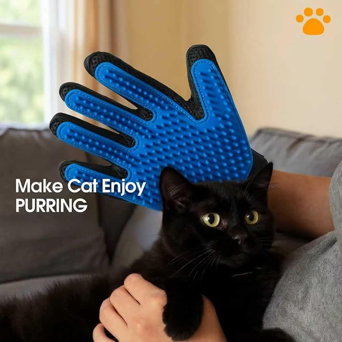 CealumVita Deshedding Glove and Cat Steam Brush Set, Pet Hair Removal Tool with Massage for Dogs and Cats Grooming (Beige spray cmb+gloves-1pair)