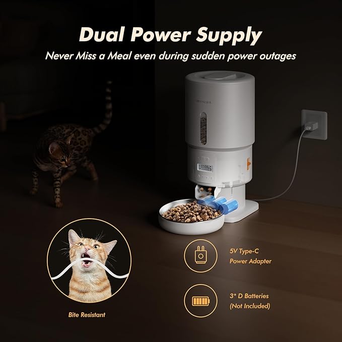 Automatic Cat Feeder - 5L Anti-Clog Cat Food Dispenser with Freshness Preservation, 1-6 Meals/Day, Programmable Portions, 10s Voice, 180-Day Battery Life, Auto Pet Feeder for Multi Cats & Dogs
