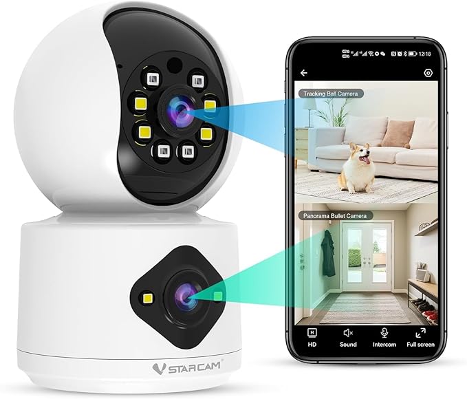 VSTARCAM 1080P Camera Dual-LensI, Pet Baby Monitor,360° Security Camera Indoor with Siren & Spotlight, Motion Detection, 2-Way Talk, Color Night Vision 005